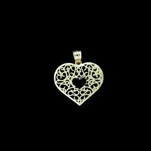 10K Yellow Gold Diamond Cut Heart Pendant